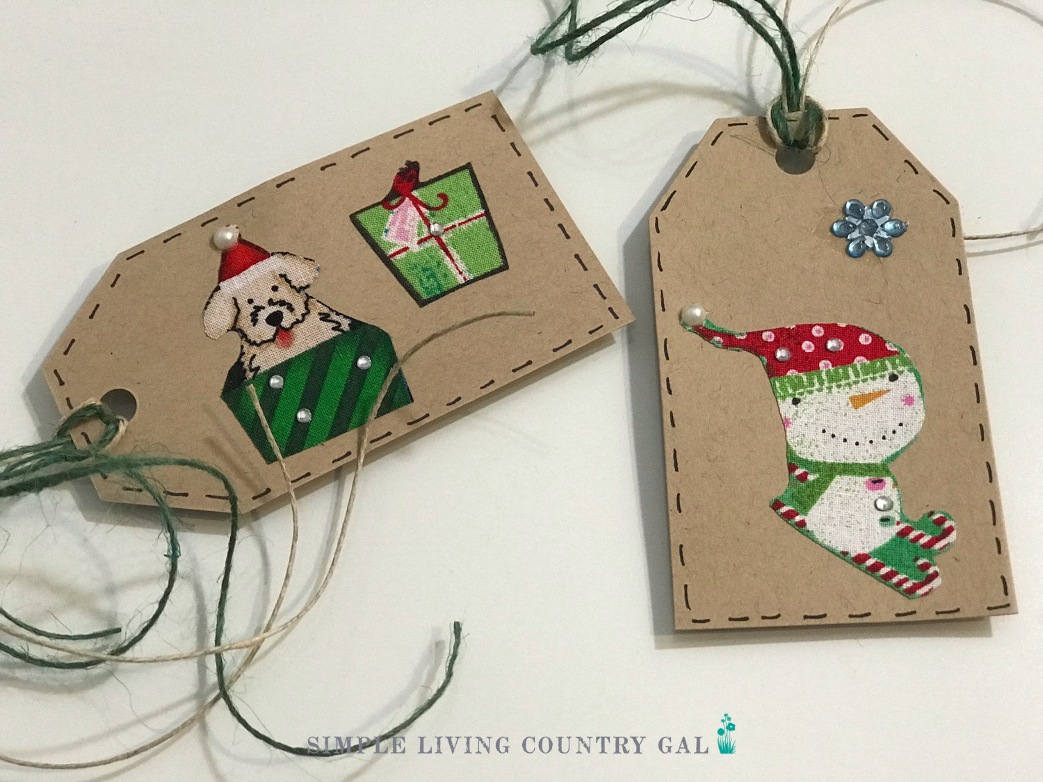 Save money by making adorable gift tags out of discarded holiday materials. 