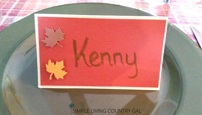 Make Thanksgiving Day cards and use them as place settings. Have your guests write what they are thankful for inside, and they can take the card home as a keepsake. 