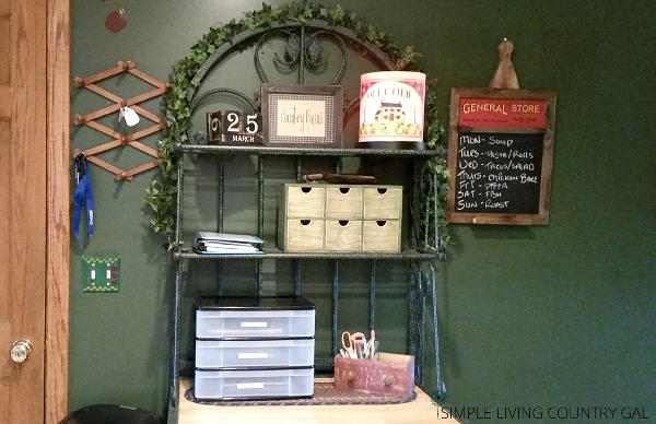 Family command centers can be simple or more complex, with drawers, baskets, and even a chalkboard with a weekly menu. 