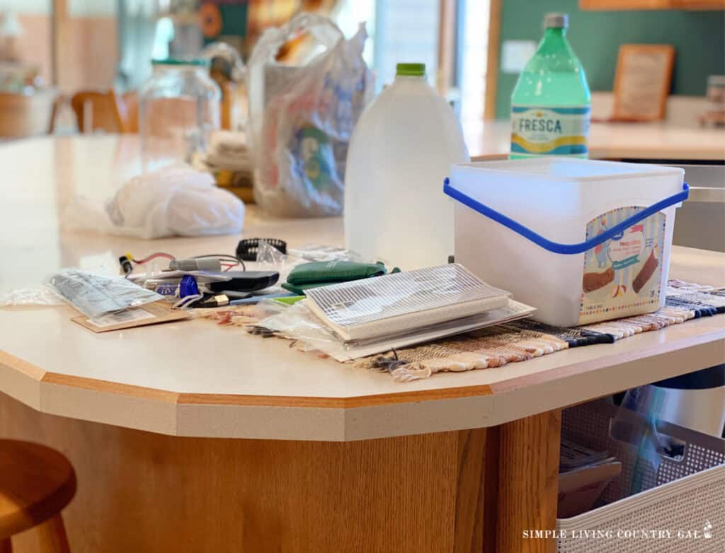 clutter on a kitchen counter