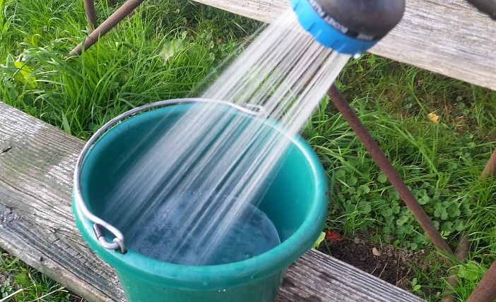 Fresh water filling a bucket. How to encourage your goats to drink more water