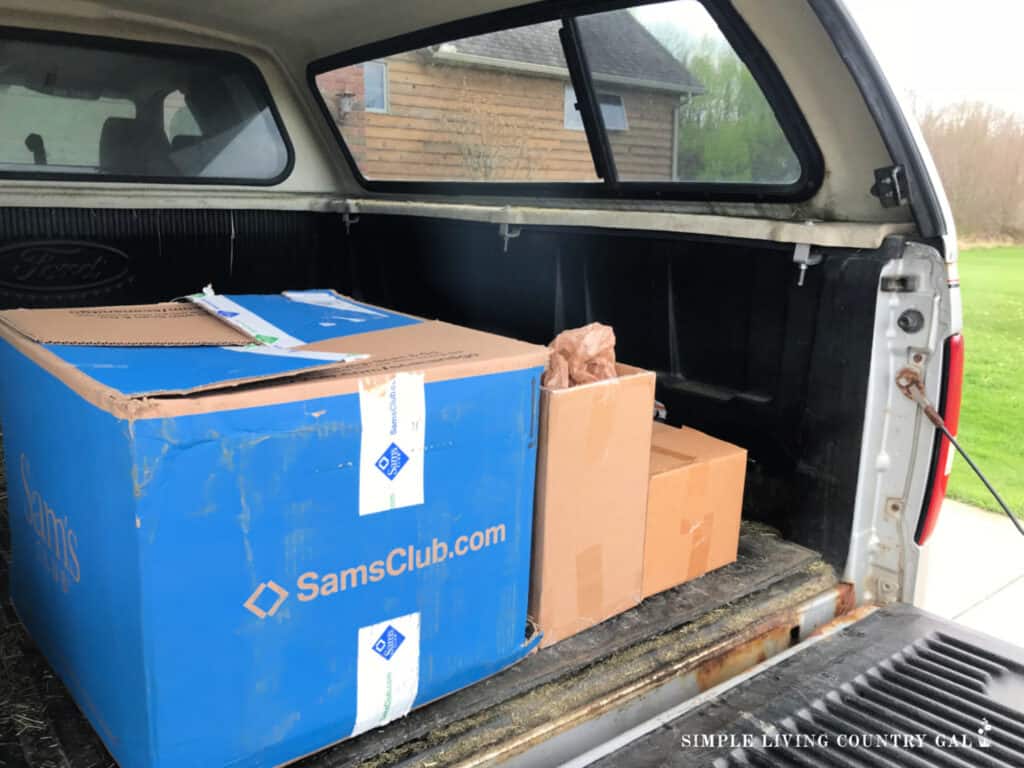 donation boxes in a truck from decluttering a home