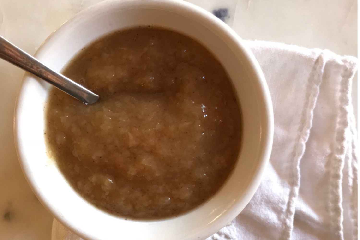 A bowl of homemade applesauce for a touch of summer even in the winter. 
