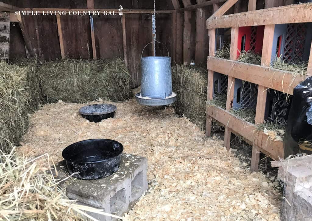a duck house with straw bales for insulation