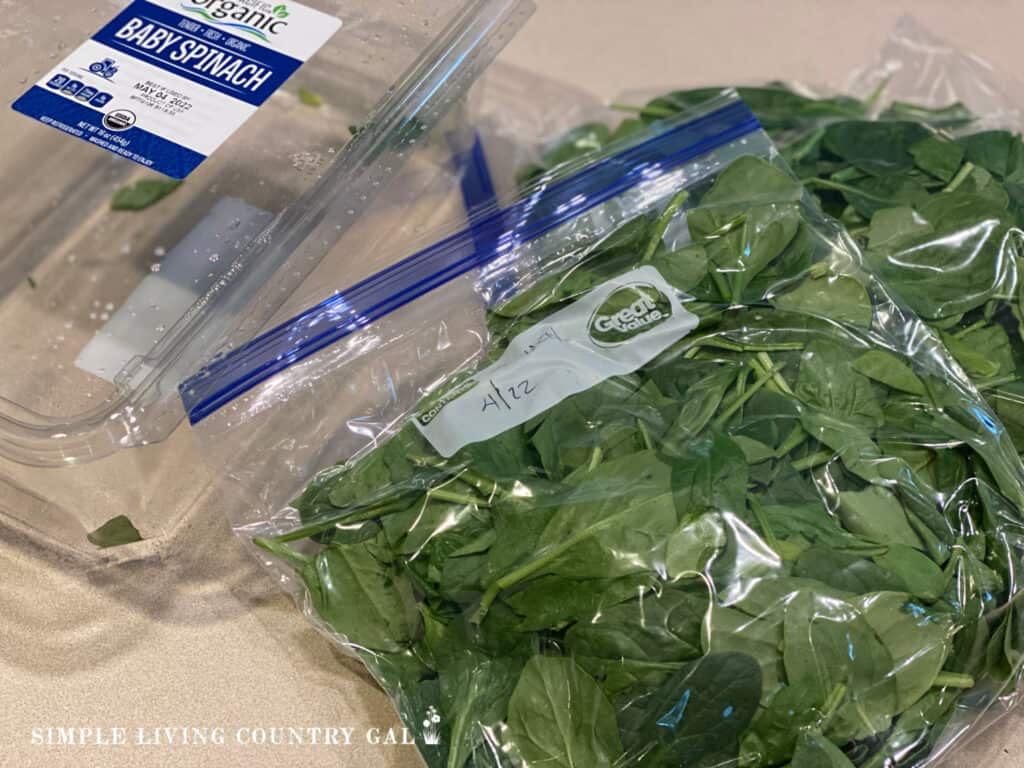 bags of spinach for freezing 