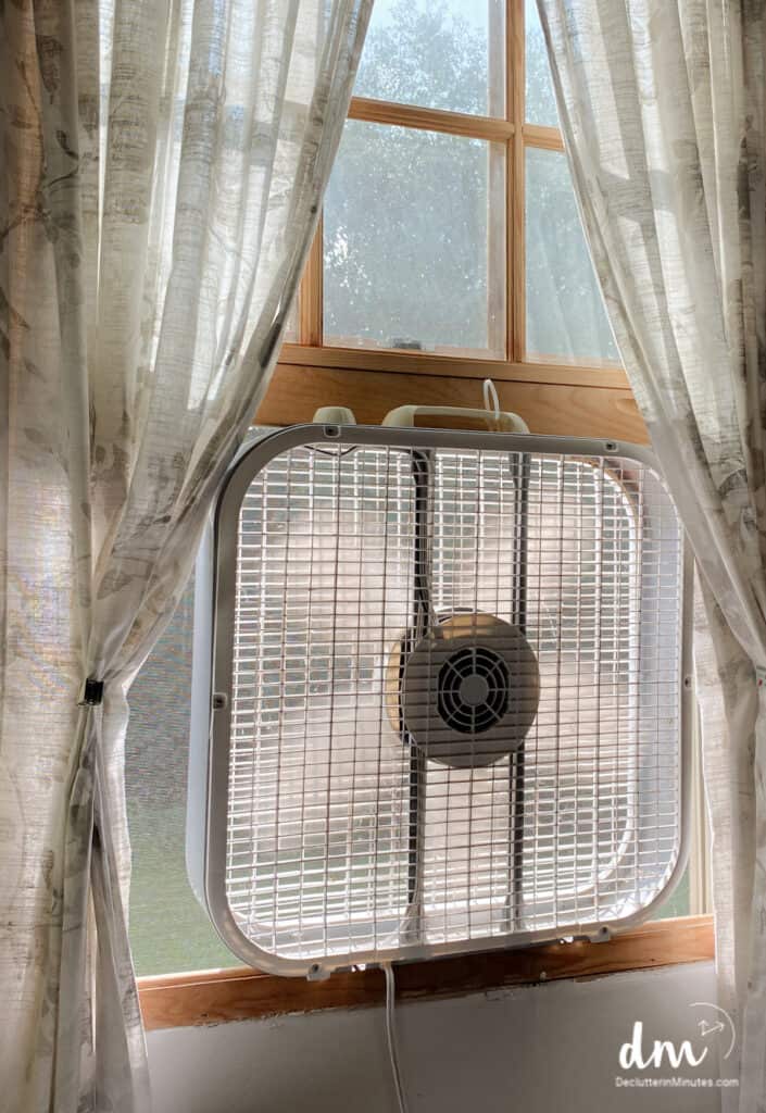 a box fan in a window