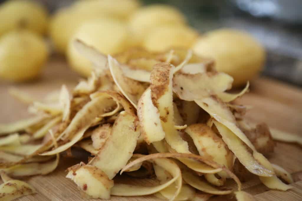 a pile of potato peels