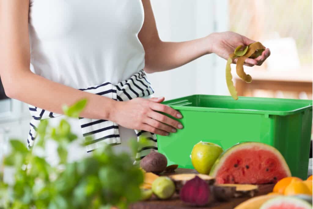 woman indoor composting