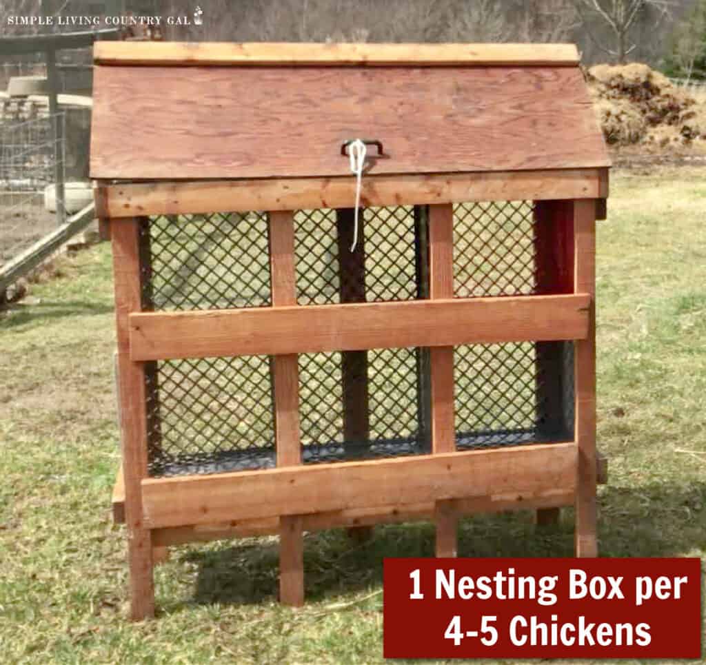 a diy chicken nesting box setup in a backyard near a coop