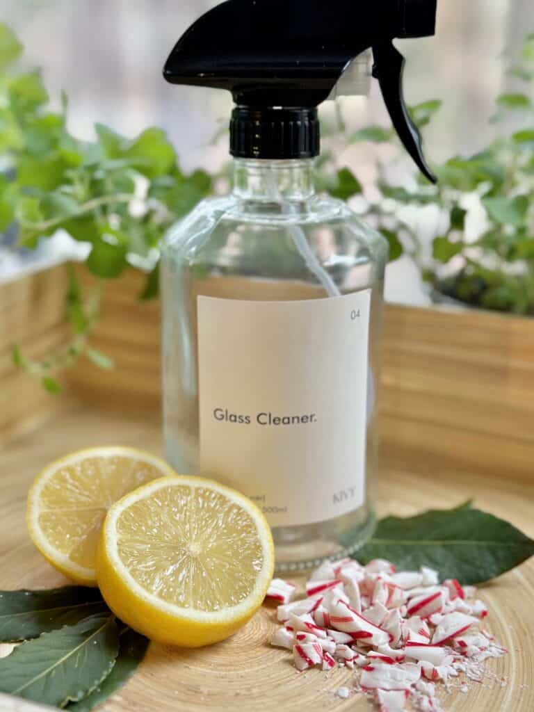 Lemon and Peppermint Non Toxic Glass Cleaner container