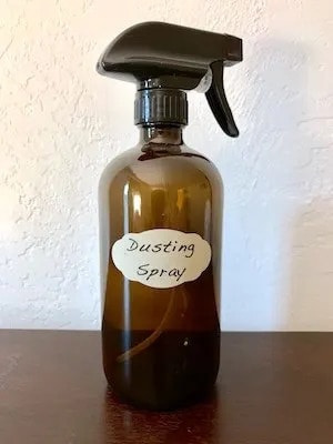 homemade dusting spray in a spray bottle