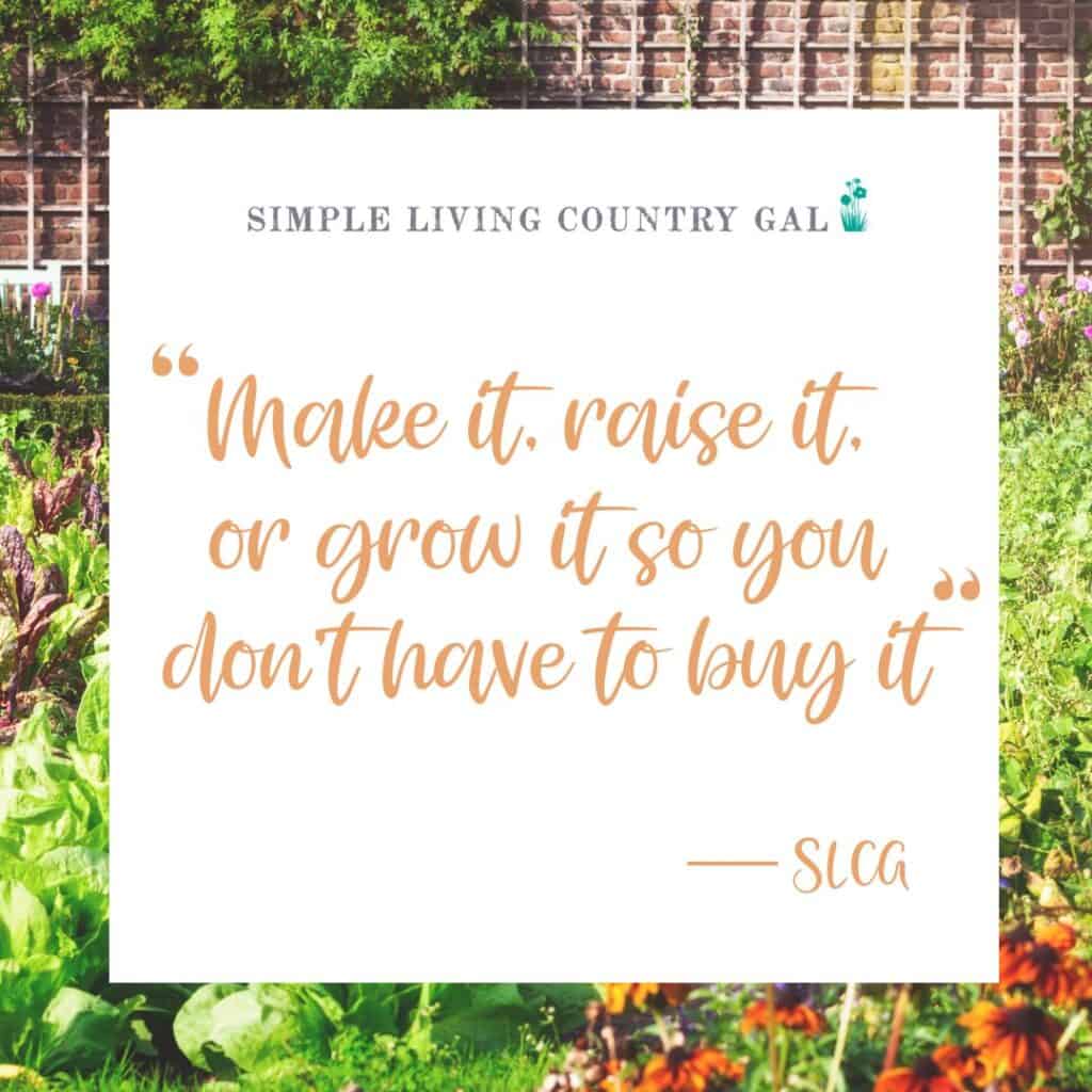 QUOTE- Make it grow it or raise it so you don't have to buy it.