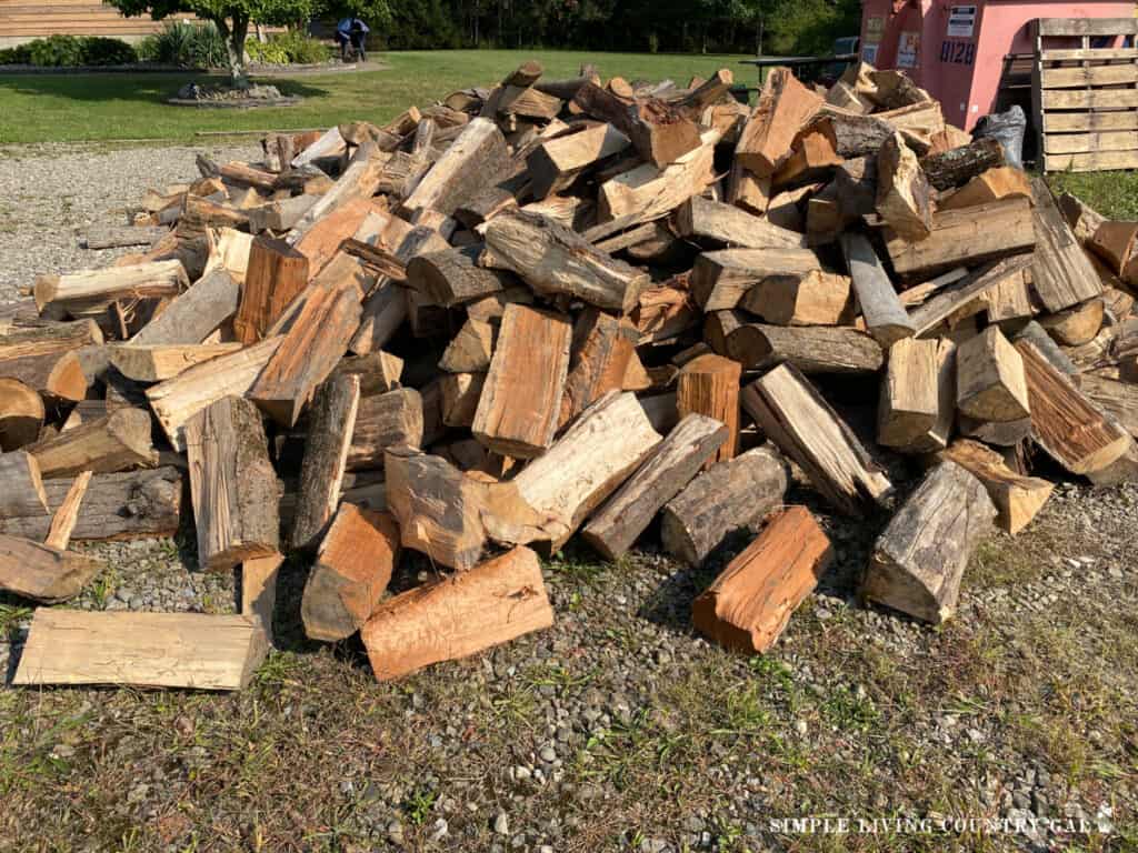 a pile of split wood